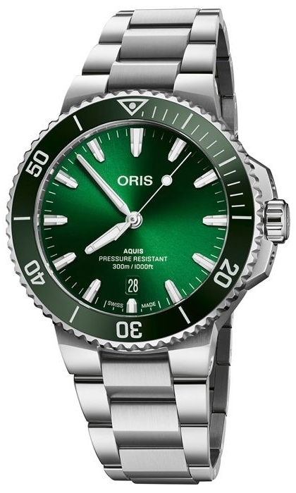 Oris Herreklokke 01 733 7787 4157-07 8 22 04PEB Aquis Grønn/Stål