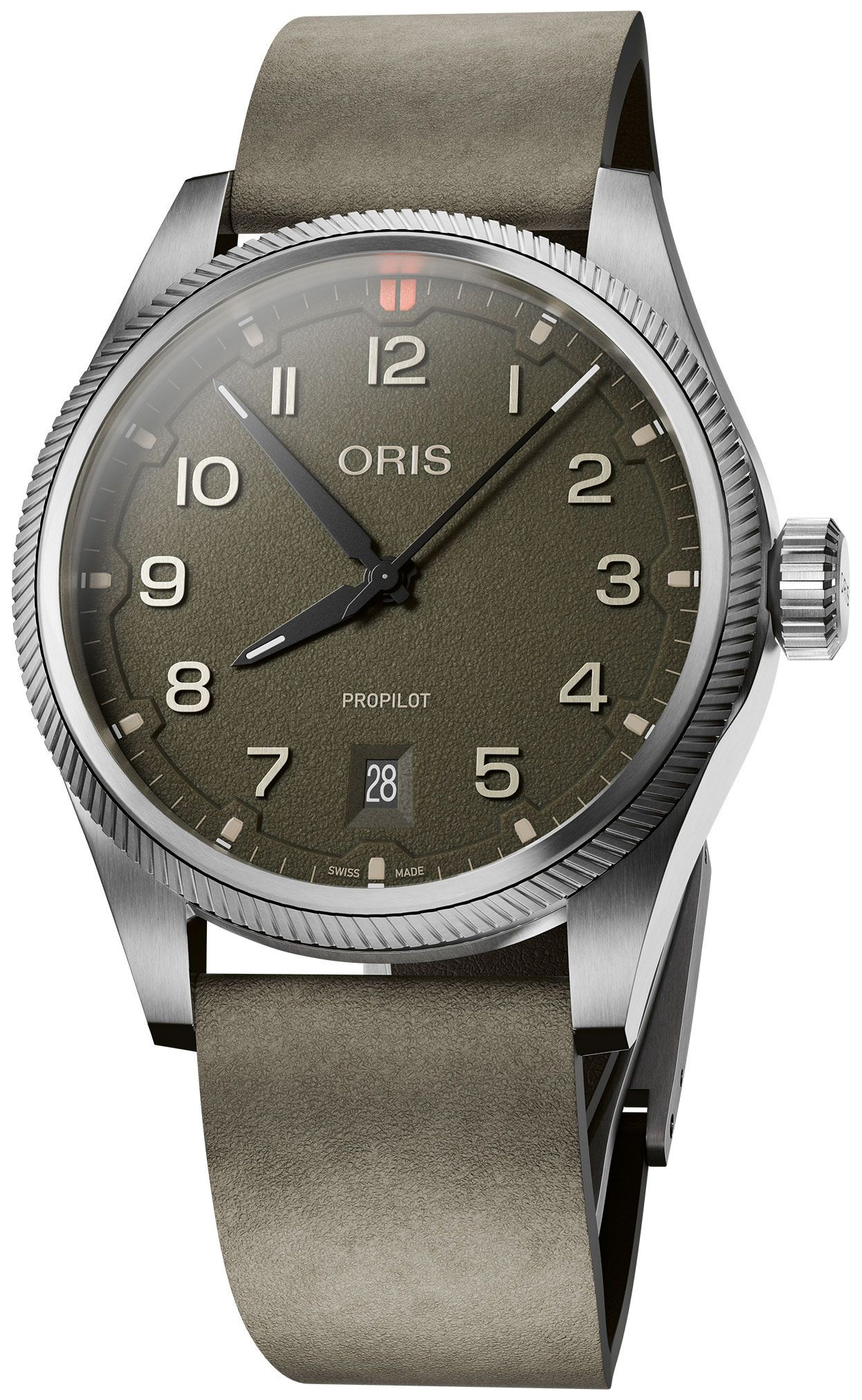 Oris Herreklokke 01 733 7805 4167-07 6 20 16LC Propilot Grønn/Lær