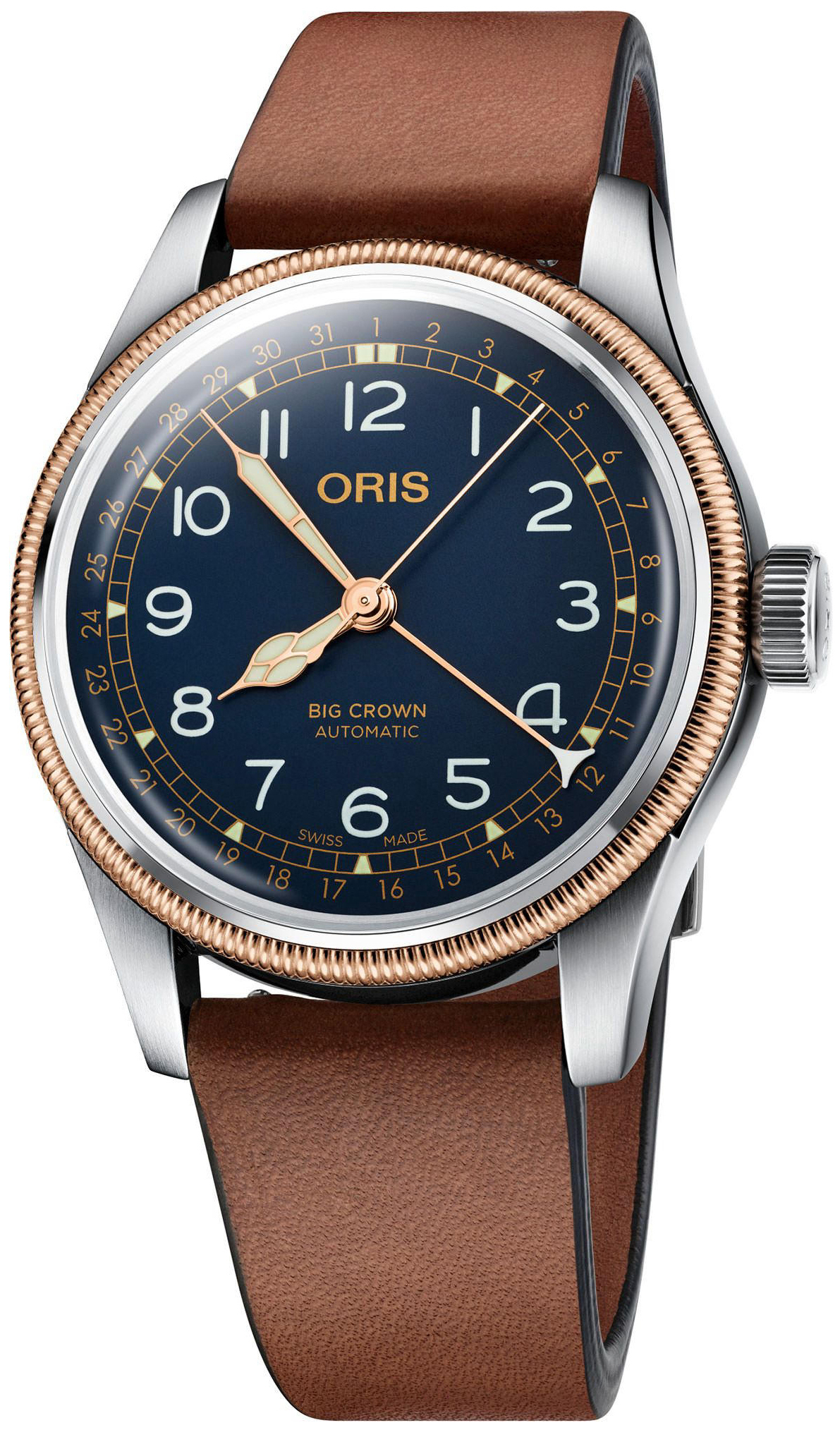 Oris Herreklokke 01 754 7741 4365-07 5 20 58 Aviation Blå/Lær Ø40