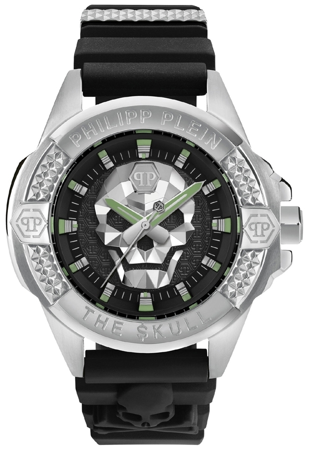 Philipp Plein Herreklokke PWAAA0121 The Skull Sort/Gummi Ø44 mm