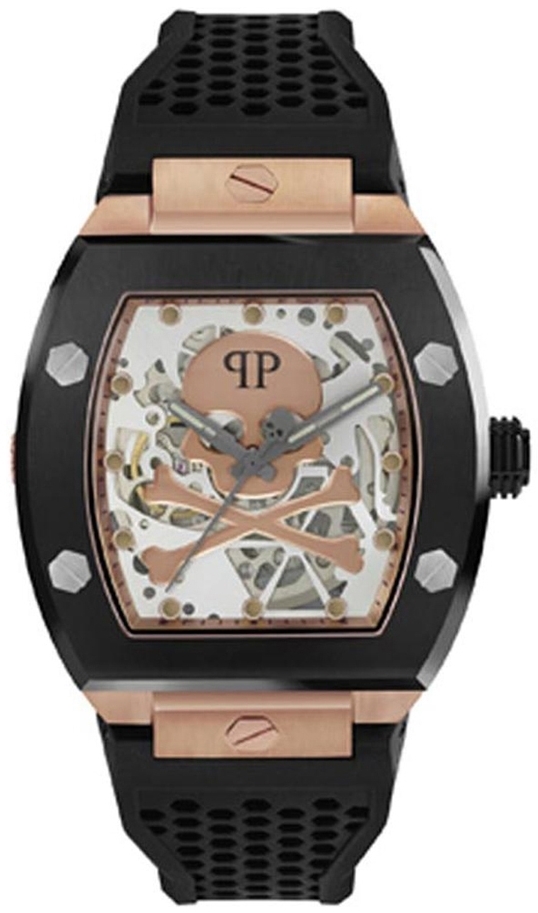 Philipp Plein Herreklokke PWBAA0121 The Skeleton Rosegullfarget/Gummi