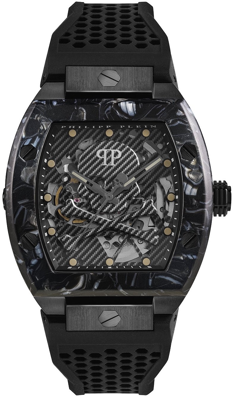 Philipp Plein Herreklokke PWBAA0221 The Skeleton Sort/Gummi Ø44 mm