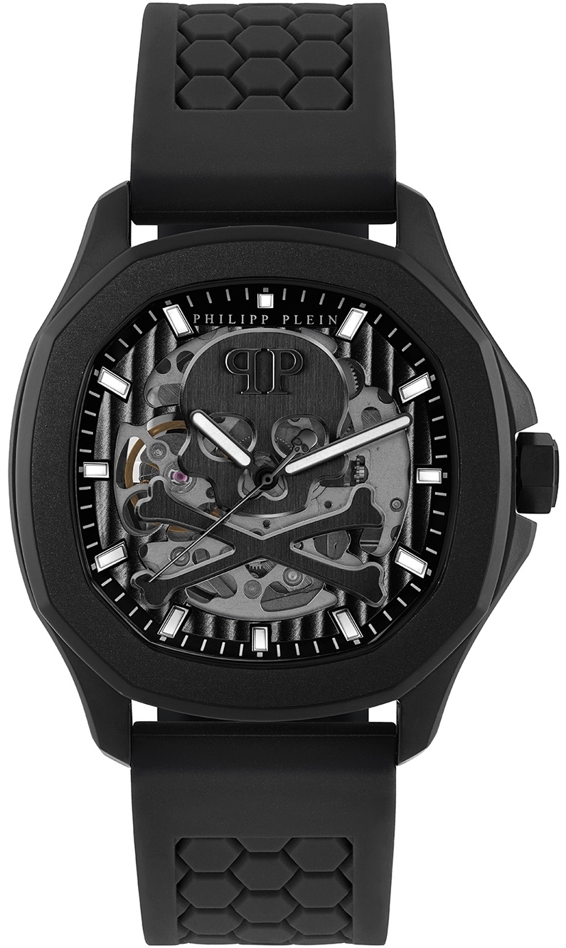 Philipp Plein Herreklokke PWRAA0923 High-Conic Sort/Gummi Ø42 mm