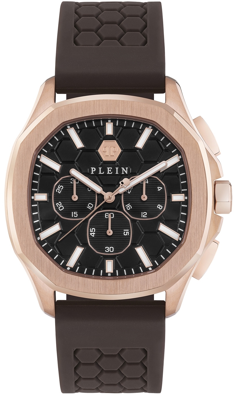 Philipp Plein Herreklokke PWSAA0523 High-Conic Brun/Gummi Ø44 mm