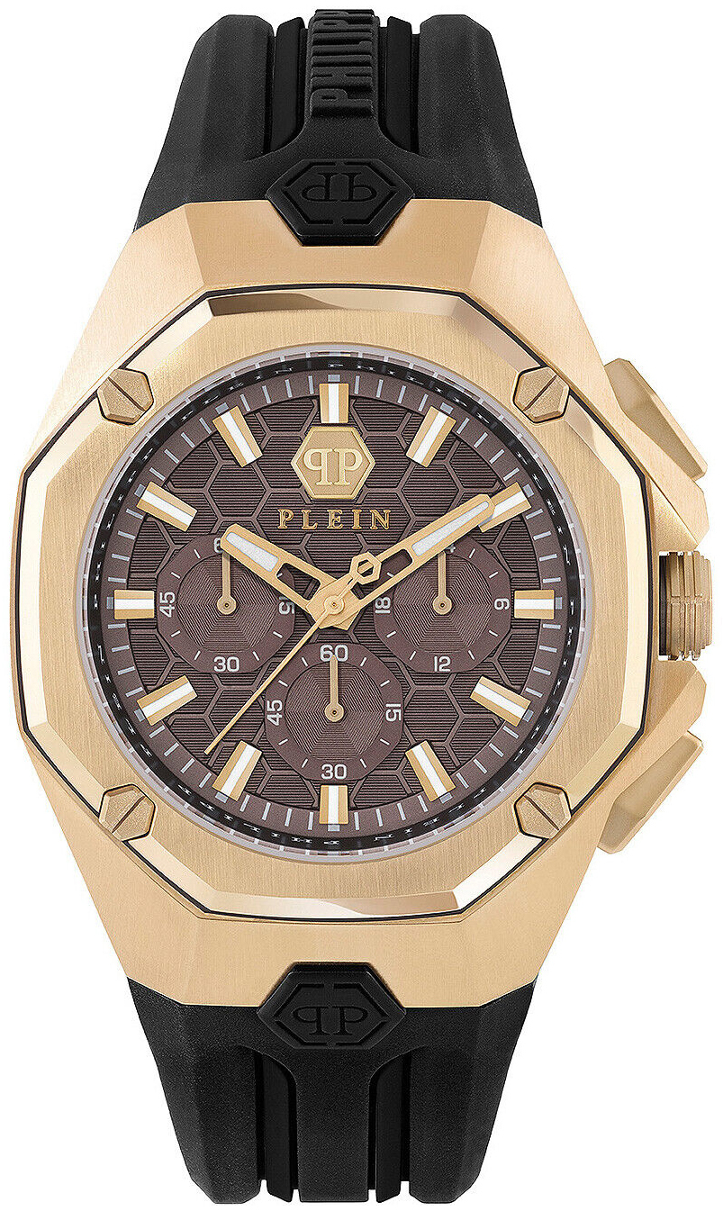 Philipp Plein Herreklokke PWTBA0423 Octagon Brun/Gummi Ø44 mm