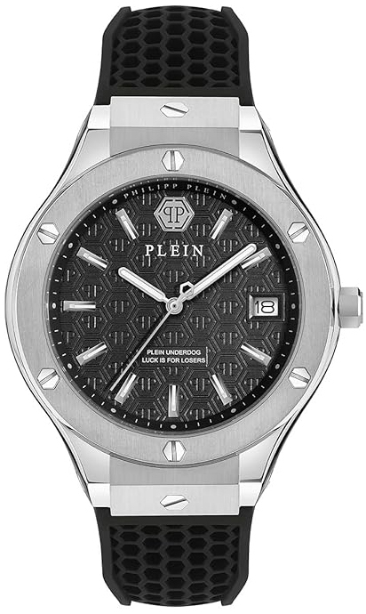 Philipp Plein Herreklokke PWUFA0125 Underdog Sort/Gummi Ø44 mm