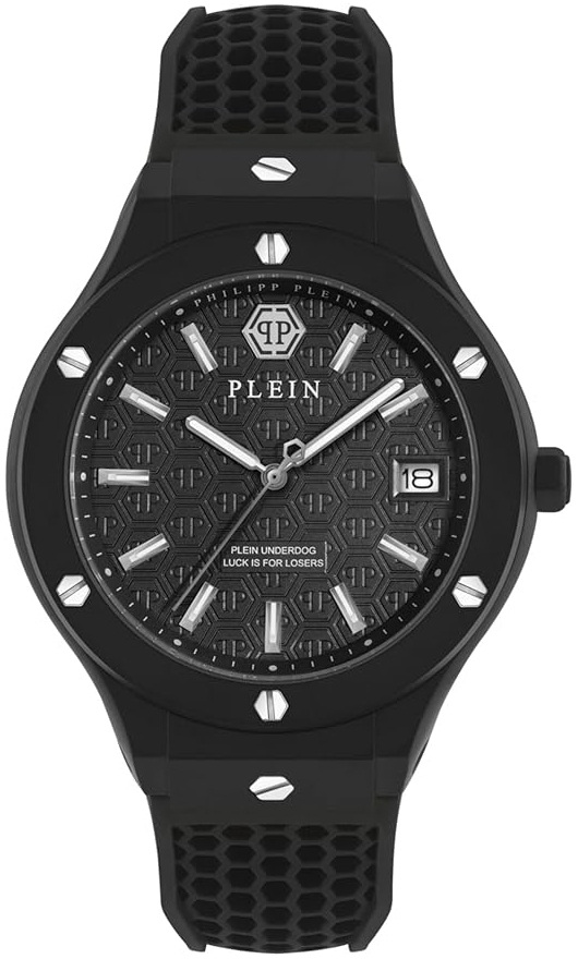 Philipp Plein Herreklokke PWUFA0325 Underdog Sort/Gummi Ø44 mm