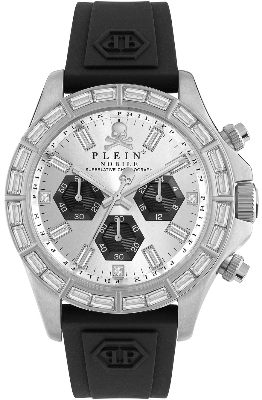 Philipp Plein Herreklokke PWVAA0123 Street Couture Sølvfarget/Gummi