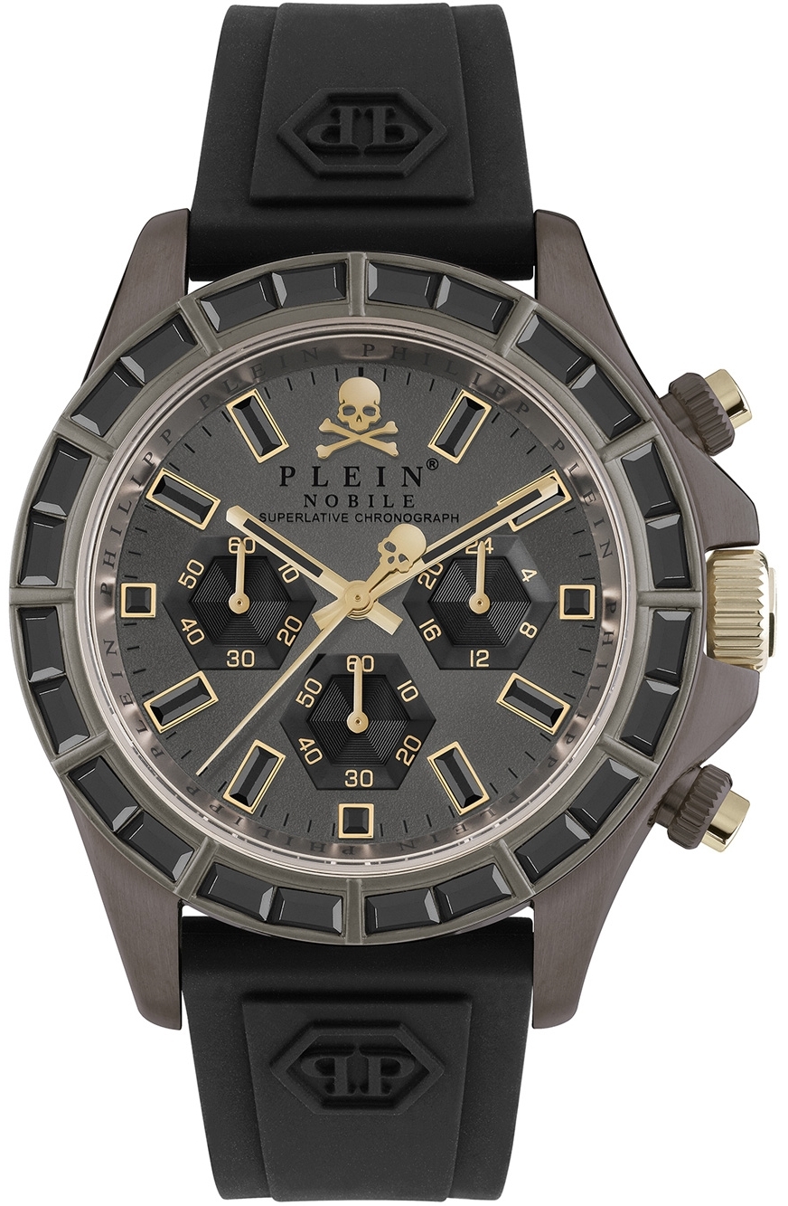 Philipp Plein Herreklokke PWVAA0323 Street Couture Brun/Gummi Ø43 mm