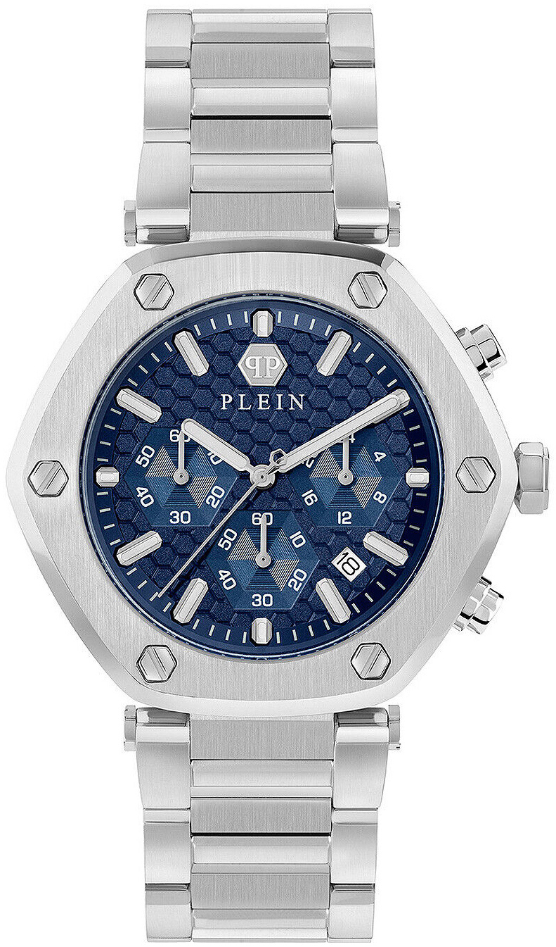 Philipp Plein PWZBA0323 The Hexagon Blå/Stål Ø42 mm