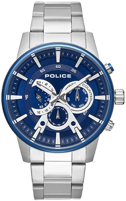 Police Herreklokke P15523JSTBL03M Avondale Blå/Stål Ø48 mm
