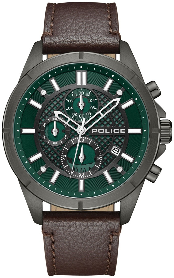 Police Herreklokke PEWGC0054002 Burbank Grønn/Lær Ø45 mm