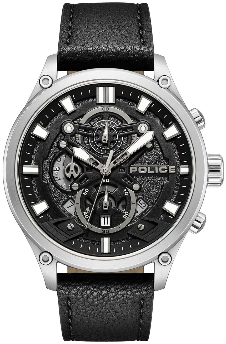 Police Herreklokke PEWGC0054205 Wadden Sort/Lær Ø46 mm