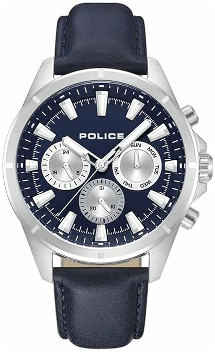 Police Herreklokke PEWJF0005803 Malawi Blå/Lær Ø45 mm