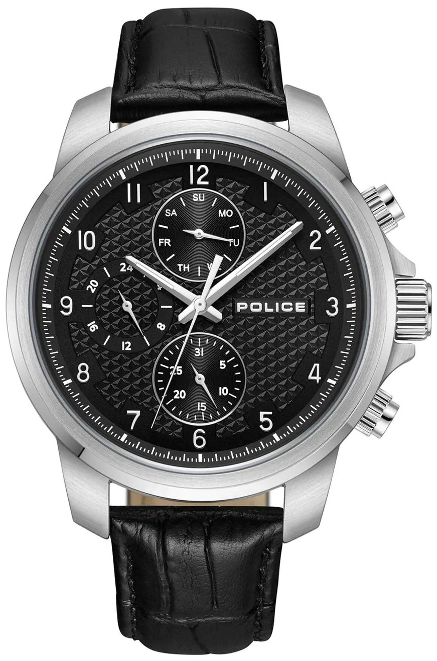 Police Herreklokke PEWJF0021503 Mensor Sort/Lær Ø44 mm