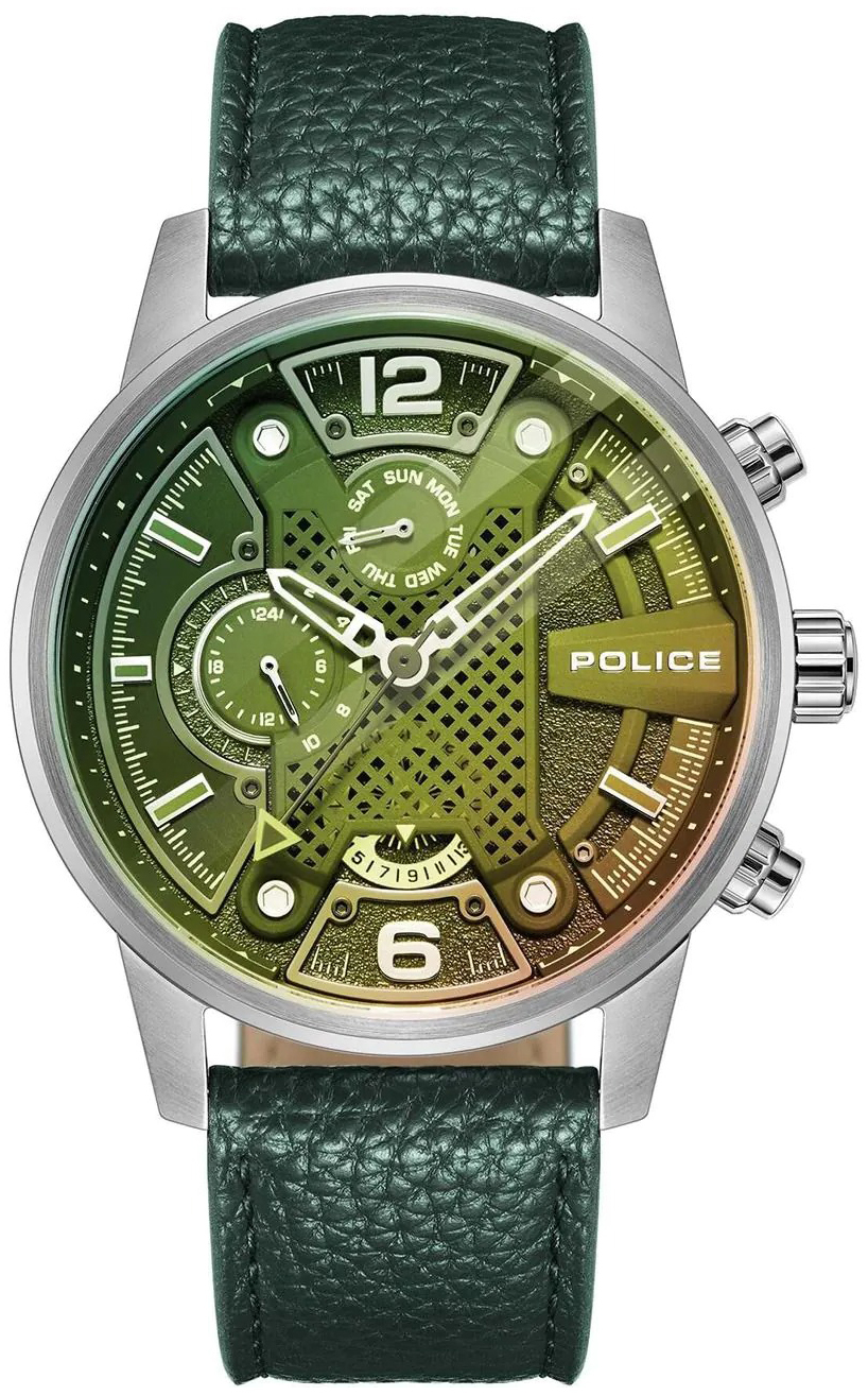 Police Herreklokke PEWJF2203307 Lanshu Grønn/Lær Ø48 mm