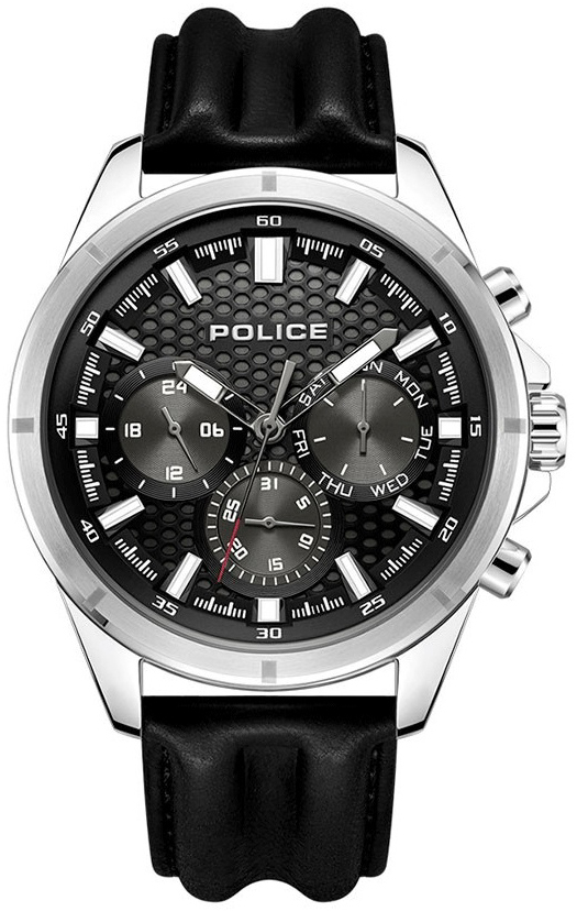 Police Herreklokke PEWJF2204101 Malawi Sort/Lær Ø45 mm
