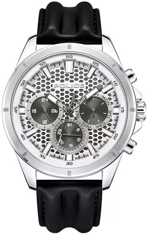 Police Herreklokke PEWJF2204104 Malawi Sølvfarget/Lær Ø45 mm