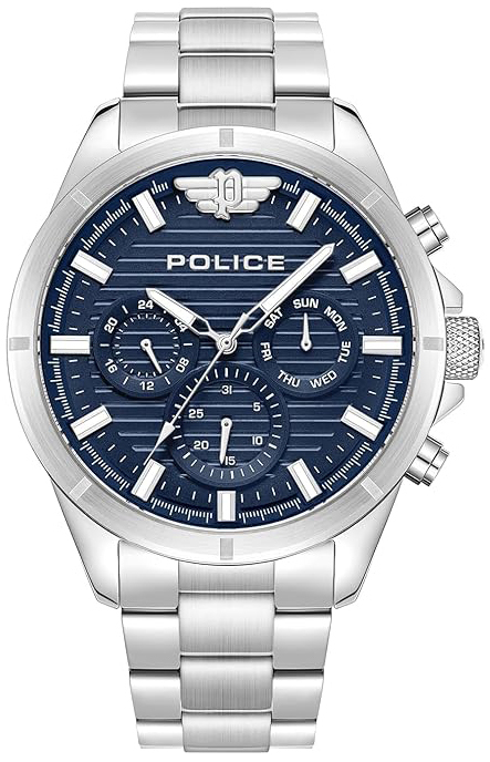 Police Herreklokke PEWJK2227804 Malawi Blå/Stål Ø45 mm