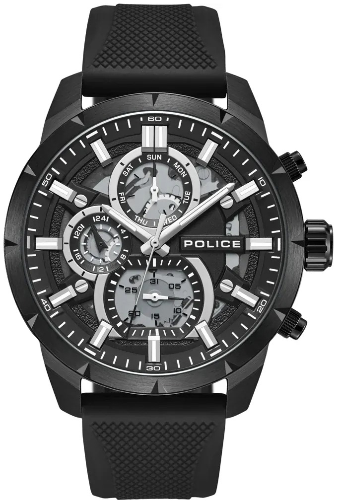 Police Herreklokke PEWJQ0058703 Neist Sort/Gummi Ø46 mm