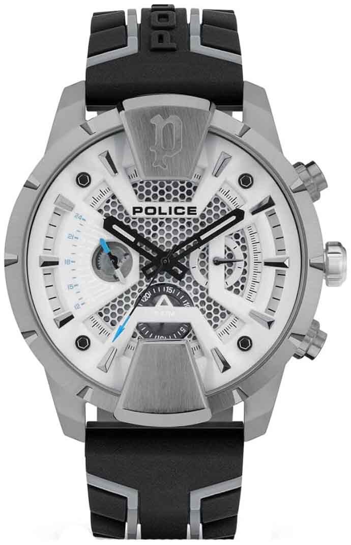 Police Herreklokke PEWJQ2203702 Huntley Sølvfarget/Gummi Ø48 mm