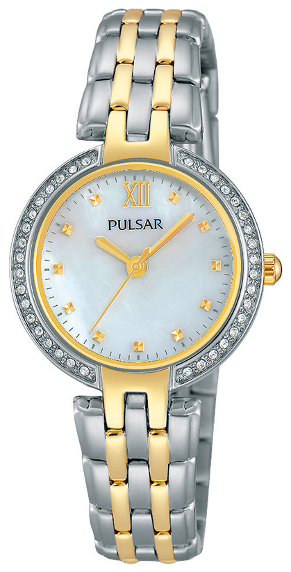 Pulsar Dress Dameklokke PH8166X1 Hvit/Gulltonet stål Ø28 mm - Pulsar