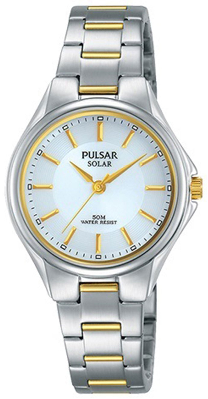 Pulsar Solar Dameklokke PY5035X1 Sølvfarget/Gulltonet stål Ø30 mm - Pulsar