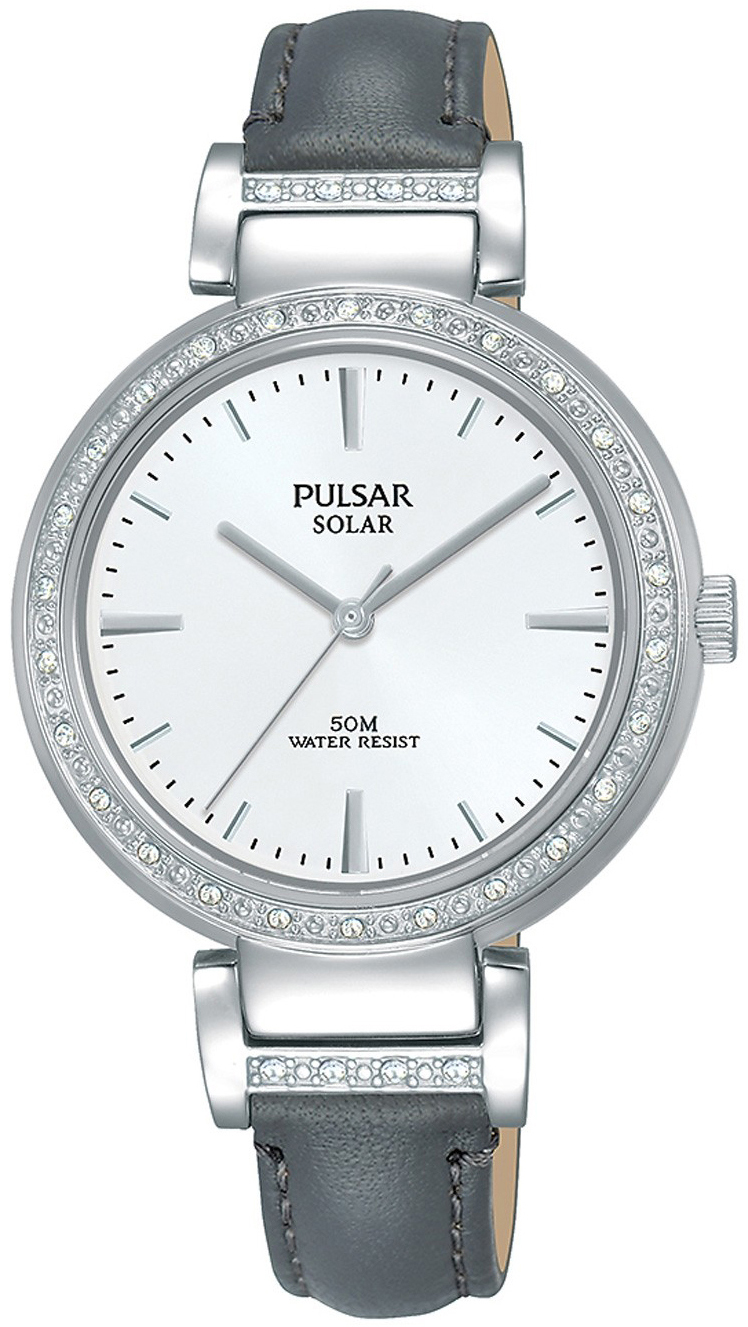 Pulsar Solar Dameklokke PY5051X1 Hvit/Lær Ø32 mm