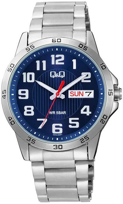 Q&Q Herreklokke A37A-003PY Blå/Stål Ø42 mm