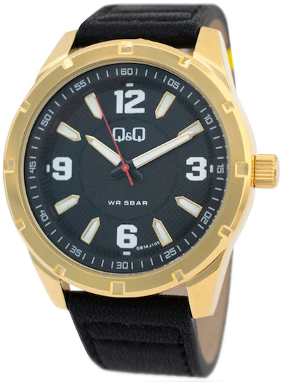 Q&Q Herreklokke QB14J105Y Classic Sort/Lær Ø42 mm