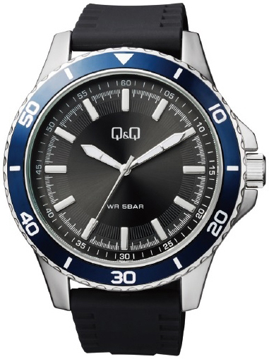 Q&Q Herreklokke QB24J302Y Classic Sort/Gummi Ø48 mm