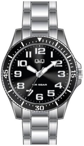 Q&Q Herreklokke QB64J225Y Classic Sort/Stål Ø45 mm