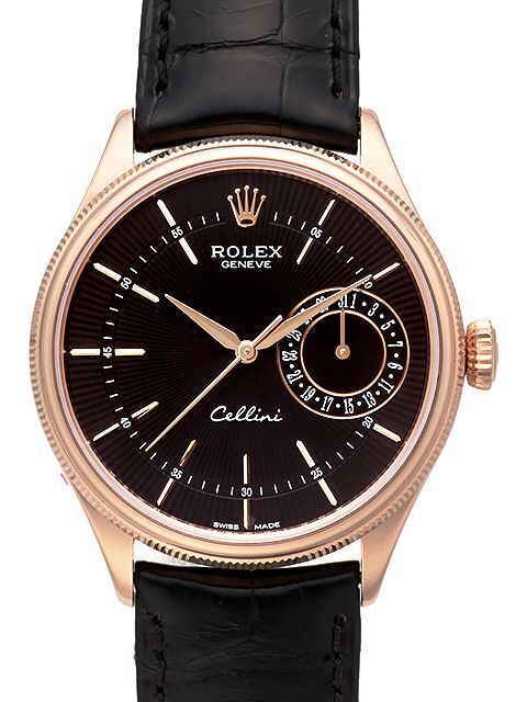 Rolex Cellini Date Herreklokke 50515-0011 Sort/Lær Ø39 mm