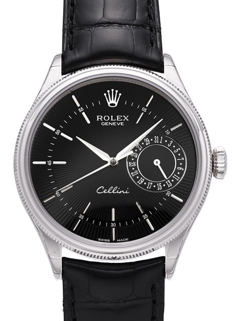 Rolex Cellini Date Herreklokke 50519-0007 Sort/Lær Ø39 mm