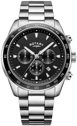 Rotary Herreklokke GB05109/04 Henley Sort/Stål Ø43 mm