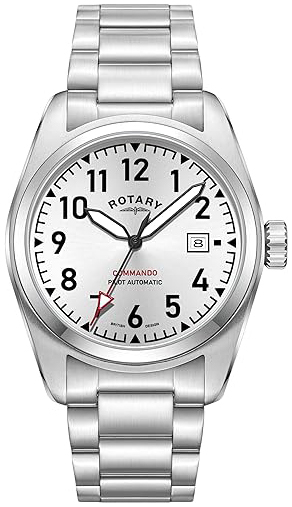 Rotary Herreklokke GB05470/22 Commando Sølvfarget/Stål Ø42 mm