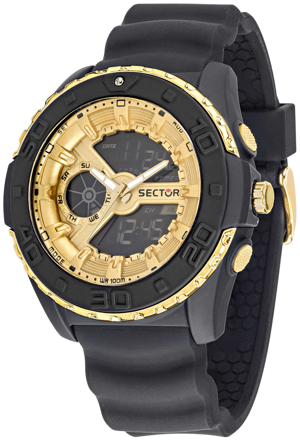 Sector Herreklokke R3251197036 Street LCD/Gummi Ø50 mm
