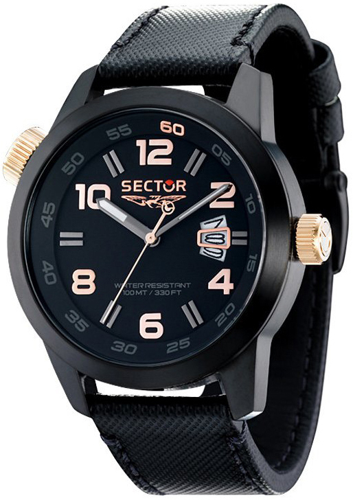 Sector Herreklokke R3251202025 Sort/Lær Ø48 mm