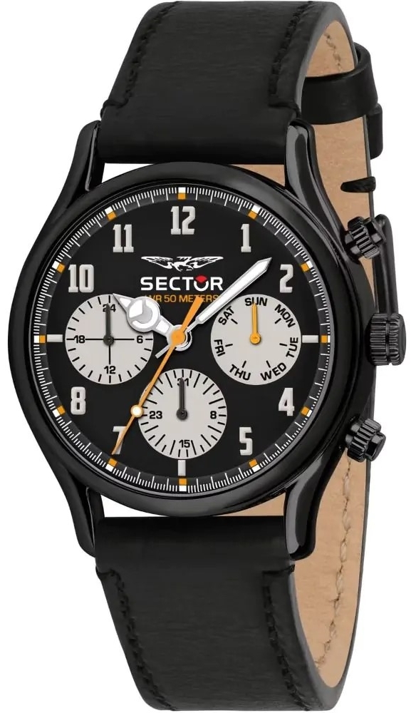 Sector 660 Herreklokke R3251517001 Sort/Lær Ø43 mm