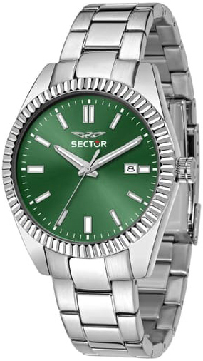 Sector 240 Herreklokke R3253240048 Grønn/Stål Ø41 mm