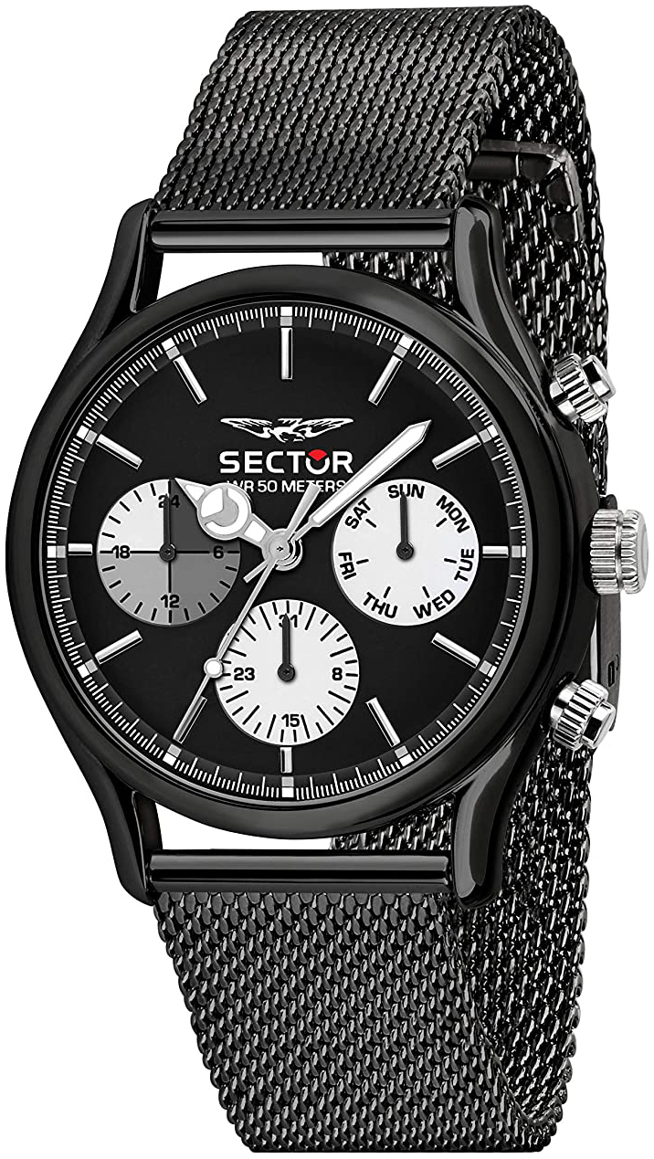 Sector Herreklokke R3253517003 Sort/Stål Ø43 mm