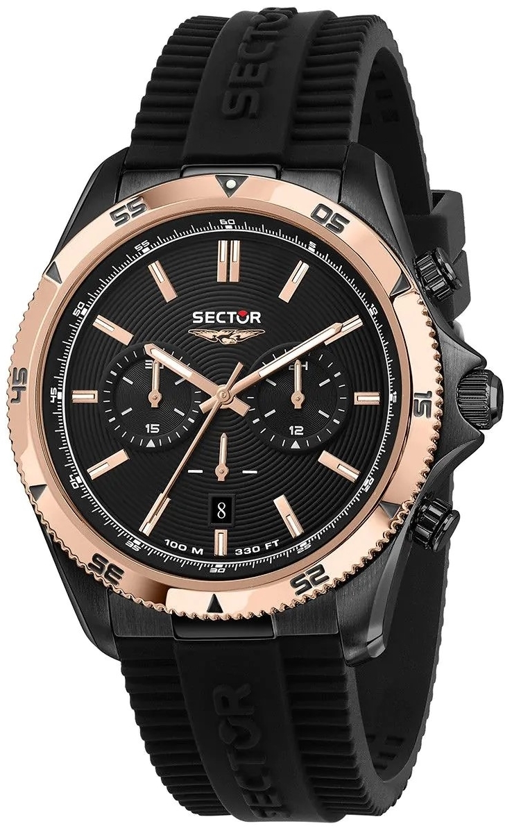 Sector 650 Herreklokke R3271631004 Sort/Gummi Ø45 mm