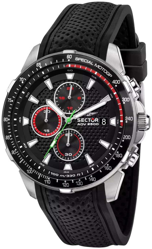 Sector Herreklokke R3271643003 Adv2500 Sort/Gummi Ø43 mm