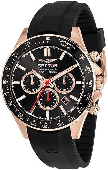 Sector 230 Herreklokke R3271661029 Sort/Gummi Ø43 mm