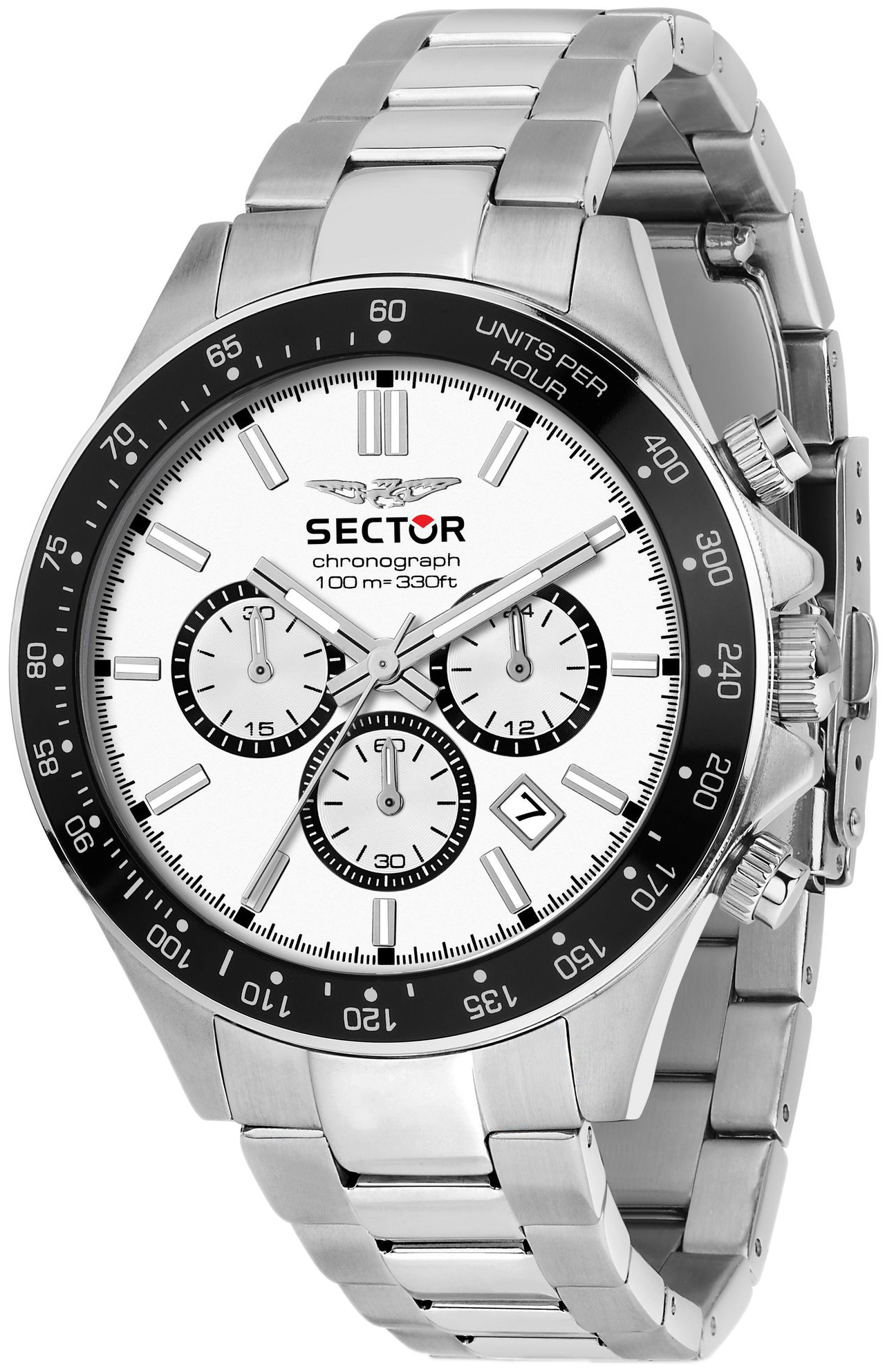 Sector 230 Herreklokke R3273661049 Hvit/Stål Ø43 mm