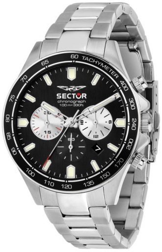 Sector 230 Herreklokke R3273661050 Sort/Stål Ø43 mm