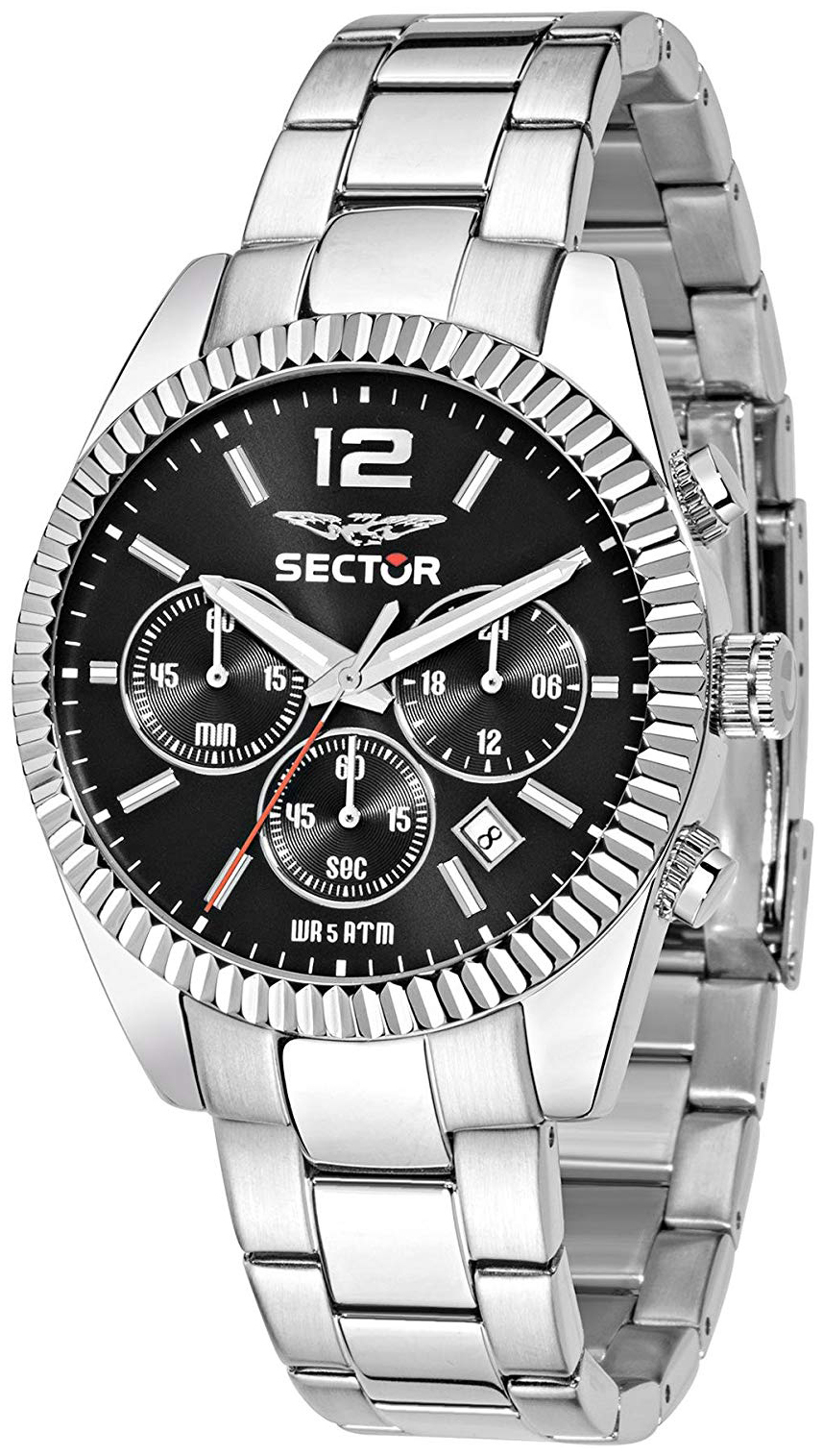 Sector Herreklokke R3273676003 Sort/Stål Ø41 mm