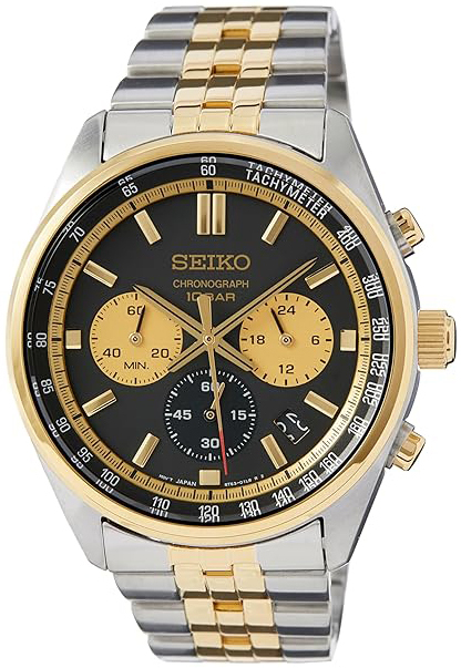 Seiko Herreklokke SSB430P1 Sport Sort/Gulltonet stål Ø41.5 mm