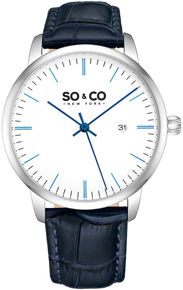 So & Co New York Herreklokke 5521.3 Madison Hvit/Lær Ø40 mm