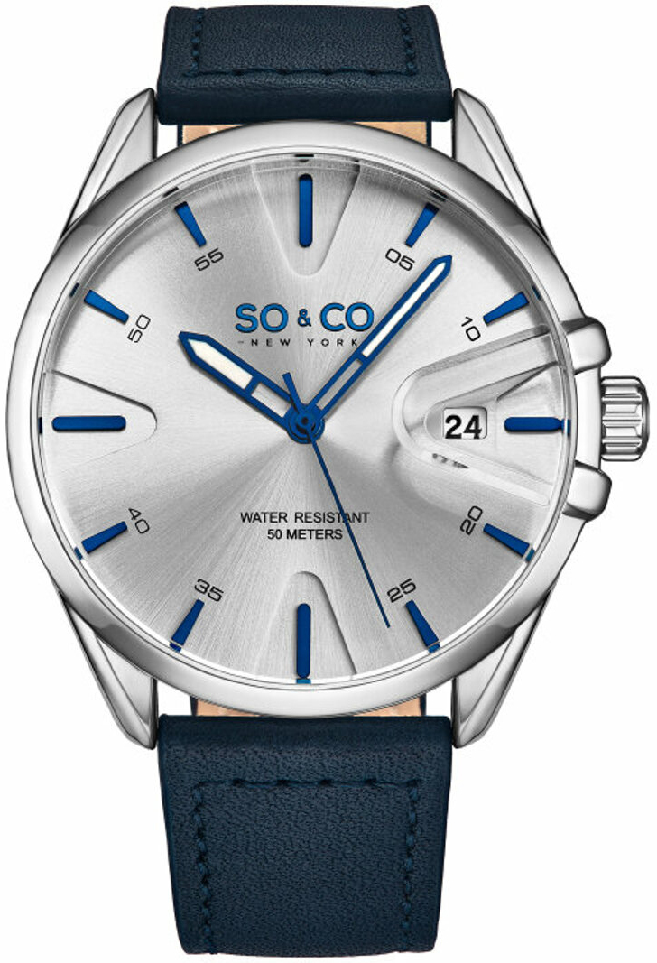 So & Co New York Herreklokke 5594.1 Madison Sølvfarget/Lær Ø44